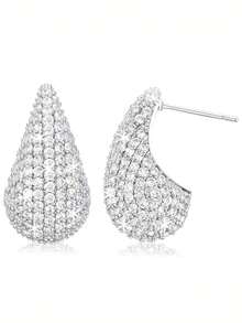 1 Pair Pretty Cubic Zirconia Drop Earrings For Women For Wedding Engagement Anniversary Jewelry Valentine's Day Gift