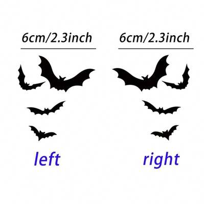 2pcs Halloween Bat Decals, Suitable For Rearview Mirror, Makeup Mirror, Windows, Walls, Cars, Trucks, Walls, Laptops, Windows, Motorcycles, Helmets, Bumpers Or Crafts