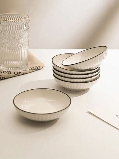 6pcs/4pcs/1pc Circular Ceramic Plates/Small Plates, Fashionable Appetizers, Dipping Sauces, Sauces, Snacks, Microwave ,Kitchen Accessories, Suitable For Various Family Gatherings, Parties, Events, Entertaining Guests, Tableware, Returning To School,Perfect Birthday Anniversary Valentine's Day Christmas Halloween Teacher's Day Graduation Return To School Thanksgiving Surprise