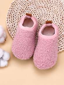 儿童室内拖鞋，女童适用，软底保暖圆头舒适家居鞋，秋冬 - 粉色 - 查看 2