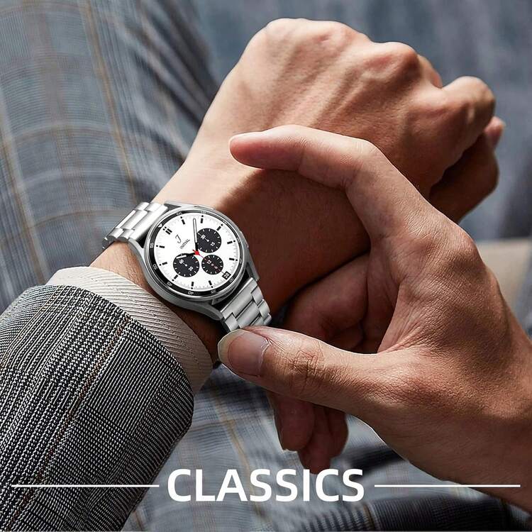 1条时尚银色三珠金属智能手表表带，兼容三星Amazfit智能手表，通用尺寸20mm/22mm不锈钢表带，兼容三星Galaxy Watch 7/6/5/4/3（40mm/44mm），兼容Galaxy Active 2（40mm/44mm）和Gear S3，兼容三星Galaxy Watch 3（42mm/46mm）。 - 銀色 - 查看 4