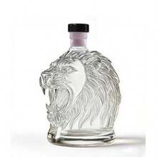 1pc Creative Lion Head Decanter - Durable Glass Whiskey, Brandy, Absinthe Decanter With Stable Base, Portable For Travel, Suitable For Bar And Home Gatherings - Unique Gift Idea, Travel Beverage Container, Elegant Artistic Barware - Lion - View 3