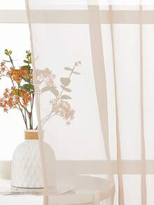 1pc Elegant Transparent Lotus Root Pink Sheer Curtain With Rod Pocket Design, Suitable For Bedroom, Living Room, Kitchen, Bathroom, Modern Home Decor - Dusty Pink - View 3