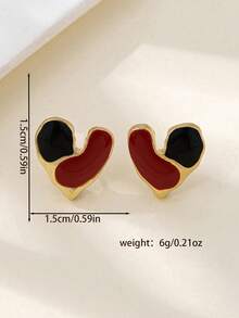 1 par de pendientes de botón con forma de corazón retro y versátil para mujeres