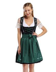 GoyRrbay Women's Oktoberfest Dress 3 Pieces Dirndl Dress Costumes For Bavarian Carnival Halloween - Dark Green - View 3