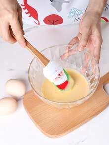 6 Stücke Festliche Weihnachtsthemen Holzgriff Silikon Spatel - Cartoon Weihnachtsmann, Schneemann, Schneeflocken, Lebkuchenmann Muster, zum Backen, Kochen & Feiertags-Feiern (Geburtstag, Valentinstag, Erntedank, Weihnachten)