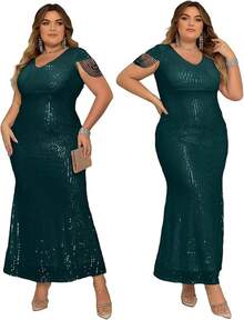 Women's Sequin Formal Evening Tassel Bead Sleeve Long Maxi Party Dress, Retro Glam Style RRV9 - A-xanh lá cây - Xem 7