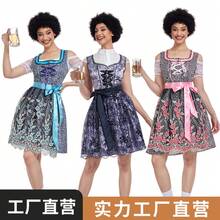 Abito da festa della birra di taglia grande con ricamo floreale, outfit da banchetto per donne