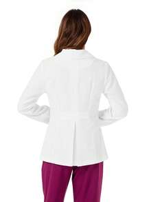 Bata de laboratorio de manga larga con botones y bolsillo de unicolor - Blanco - Ver 2