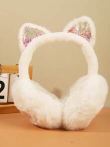 1 件儿童空沙耳有趣又可爱可折叠保暖耳垫 - 貓兒流沙耳罩 - 查看 13