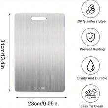 2025 Tabla de cortar de acero inoxidable premium - Diseño de doble cara, material de acero inoxidable, apta para cocina y comedor