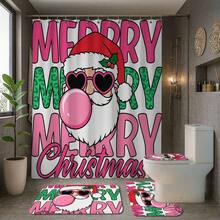 1/4 piezas Cortina de ducha decorativa navideña, cortina de baño impermeable de estilo de arte abstracto, cortina de ducha de poliéster lavable a máquina, cortina de ducha de poliéster de gran tamaño, cortina de ducha de poliéster para gimnasio, nueva cortina de ducha de poliéster