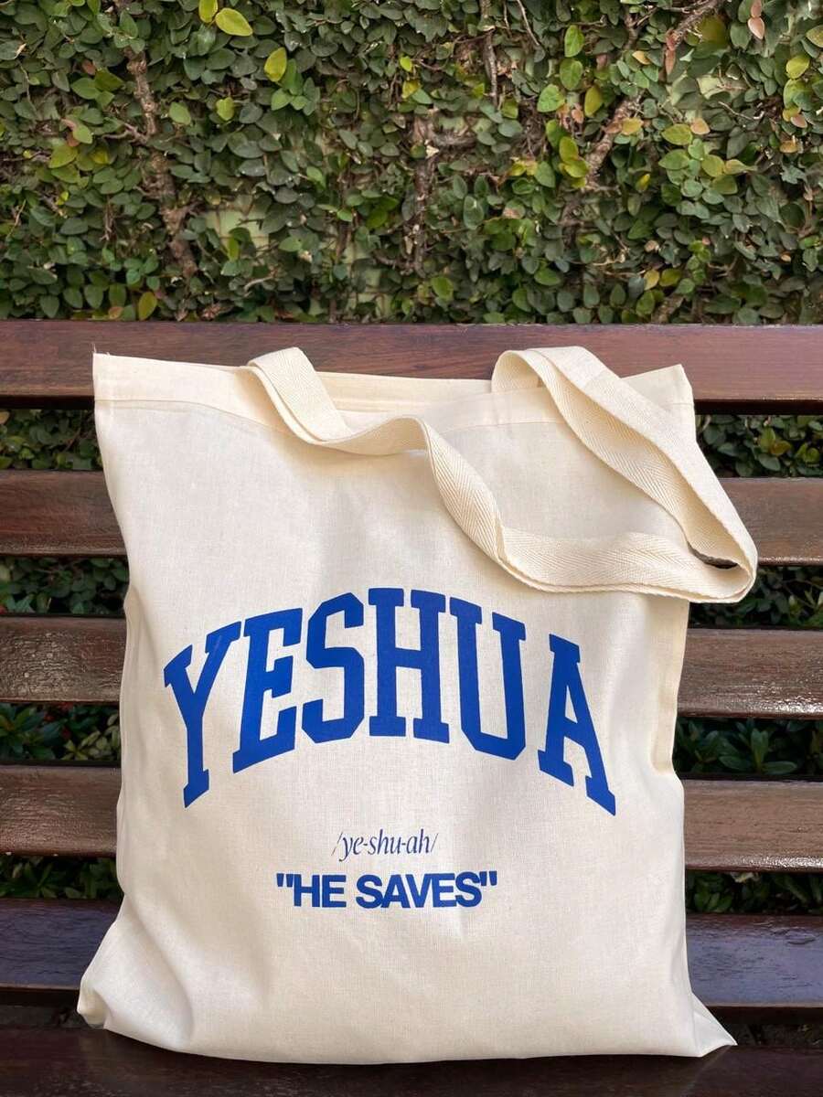 Ecobag "YESHUA HE SAVES" 100% Cotton - Màu be - Xem 1