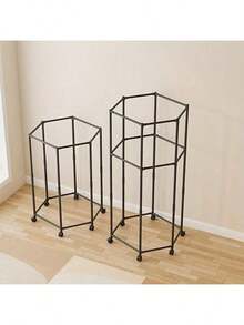 1 件多功能六角旋转晾衣架带轮双层晾衣架卧室挂衣服帽子收纳架 - 彩色 - 查看 5