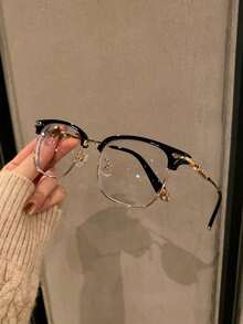 Ultra Light Half Frame Glasses For Myopia,  Anti Blue Light, Refined Scum, High-End Sense, Glasses Frame For Women And Men,Luxurious And Elegant Reinstallation ,Blue Light Glasses For Woman Men Safety Glasses Blue Light Blocking Glasses Protection Computer Gaming Glasses Women Cute Light Weight Red Frame Oversized Non Prescription Small Face Square Cat Eye Reduce Eye Fatigue On Computers, TVs, Phones, And Games, Suitable For Computer Lense Screen Protector Plain Glasses Clear Lens Glasses Blue Light Light Blocking Glasses Blue Light Glasses Light Glasses For For Women Men Light Glasses For Glasses For Women 99 Blue Light Glasses For Woman Blue Light Glasses Women/Men, Fashion Round Frame UV Ray Filter Computer Gaming Glasses Computer Glasses - Anti Eyestrain & UV Glare Protection Anti Glare - 烏亮 - 查看 9