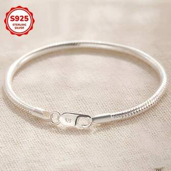 925 Sterling Silver Snake Bone Bracelet, Minimalist Style, Suitable For Men And Women, Daily And Party Wear, Valentine's Day Gifts, Jewelry For All Seasons