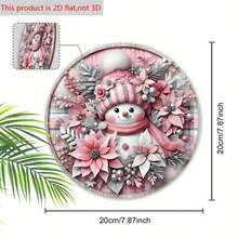 1 pieza Placa decorativa de madera rosa con diseño de muñeco de nieve 2D y texto "Feliz Navidad", decoración navideña ideal para colgar en la pared de la puerta principal