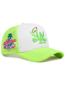 Chapéu criativo de borda plana 2025, estilo LA Wings, com borda lateral de coco, bordado, respirável, de malha de algodão, chapéu de hip hop pop de rua, dança de rua, skate, ciclismo ao ar livre, esportes, pesca, guarda-sol, uso diário, lazer, compras, viagem, chapéu decorativo, adequado para homens e mulheres, boné de beisebol