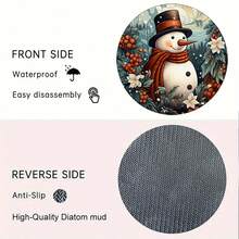 6pcs/Set Or 420pcs/70sets Winter Snowman & Berry Floral Print Drink Coasters, 10cm/2mm Thick Rubber Soft Bottom Round Absorbent Rubber Drink Coasters, Soft Rubber Backing, Decorative Coasters, Suitable For Cups, Home Kitchen Dining Table Decor, Kitchen Decor, Dining Table Decor - ZBD-263 - View 7