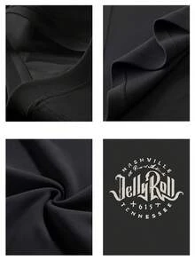 Camiseta Tops casuales de mujer con estampado de NASHVILLE Jelly Roll 220 g de algodón puro grueso y cómodo - Negro - Ver 4