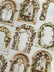 10 buc. colaj în relief cu imprimeu din lemn, serie romantică, autocolante decorative decupate, pentru scrapbooking