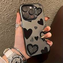 Fashionable Black Shockproof Phone Case With Fun Soft Edges, Compatible With For 16, 11, XR, XS Max, 12, 13, 14, 15 Plus Pro Max, For Couples. - Black - View 4