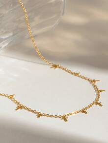 1pc Women's Stainless Steel Gold Cross Pendant Necklace, Suitable For Casual Daily Wear