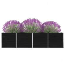 vidaXL Cama de cultivo elevada rectangular grande, color antracita, de acero galvanizado, duradera, moderna, cajas de cultivo, macetas de jardín, macetas para exteriores - Antracita - Ver 4
