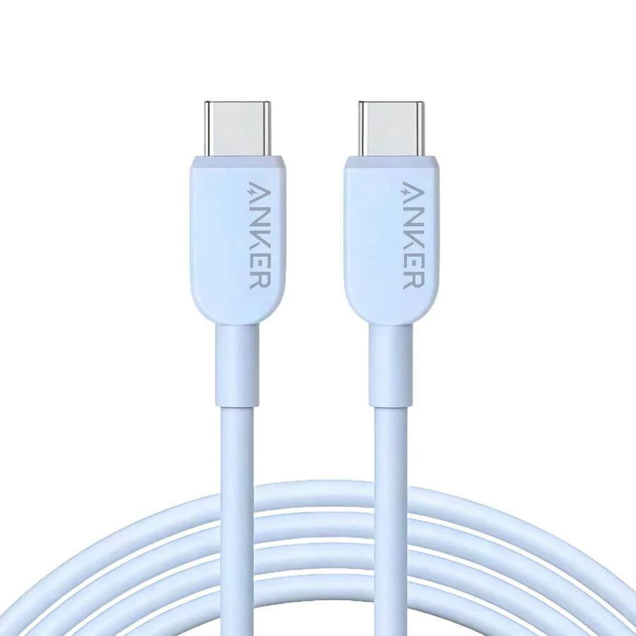 anker 100W USB-C To USB-C Data Cable, Braided Fast Charging Cable, PD Fast Charging, Compatible With MacBook Pro/Air, IPad Pro, Galaxy, Pixel, Switch, Chargers, Laptops - Blue - View 1