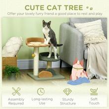 PawHut Small Cat Tree With Scratching Posts 2 Beds Toy Ball Indoor, Multi - Green - View 3