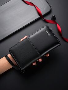 Nouveau portefeuille patchwork pour hommes, style long avec de multiples fentes pour cartes, portefeuille bifold minimaliste décontracté à grande capacité - Multicolore - Voir 9