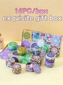 1支/2支/24支/20支/16支/12支/10支/9支/8支装香薰蜡烛套装，小蜡烛，手工大豆蜡烛杯，花瓶和蜡烛，送给家人和朋友的完美礼物，锡罐蜡烛，适合生日、情人节或母亲节活动，芳香疗法礼盒，圣诞装饰，情人节/新年/圣诞节礼物。 - 彩色 - 查看 16