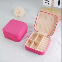 1 cutie organizator de bijuterii, cutie portabilă pentru depozitarea cerceilor, colierelor și inelelor, cutie mini compactă pentru bijuterii, suport pentru bijuterii din piele PU, cadou perfect pentru femei și fete, potrivit pentru cercei, inele, coliere, brățări, petrecere de nuntă