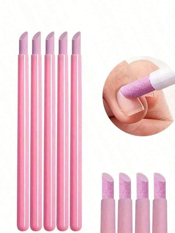 5Pcs/Lot Pumice Stone Nail File Quartz Stone Nail Pen Nail File Stick Cuticle Remover Trimmer Buffer Pedicure Pen Nail Art Care Tool For Household Beauty Salon Peeling Dead Skin Repairing