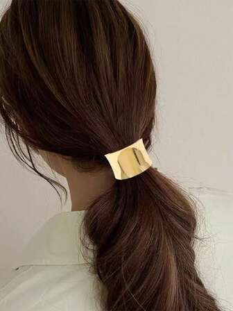 1pc Fashionable Curved Half-Covered Ponytail Clip - Decorates Thick Ponytail Hair | Decorative Clip | Women's Wide-Mouth Metal Hair Clip | Stylish Half-Covered Hair Clip And Semi-Circle Hook Clip, Gold Head Piece, Hair Clips Claw, Clips Hair, Hair Claws, Clips For Hair, Hair Slide, Hair Barrettes, Hair Accerssories