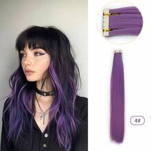 20 piezas Mini extensiones de cabello con cinta adhesiva invisible de 24 pulgadas rectas, extensiones de cabello sintético con cinta de colores para disfraz de Halloween, vestido de fiesta, Navidad, Año Nuevo