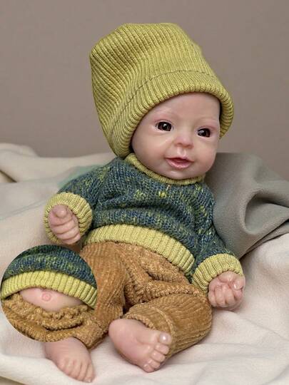 1 pieza Muñeca bebé recién nacido de silicona de 6 pulgadas con pintura de niño, tacto suave real, mini muñeca de silicona recién nacida, juguetes, adorno de árbol de Navidad para regalos de cumpleaños y Navidad, (Biberón aleatorio)