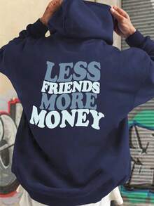 Urban Street Style Hoodie For Men , Fashionable And Comfortable, For Fall, Long Sleeve Top - Navy Blue - View 6