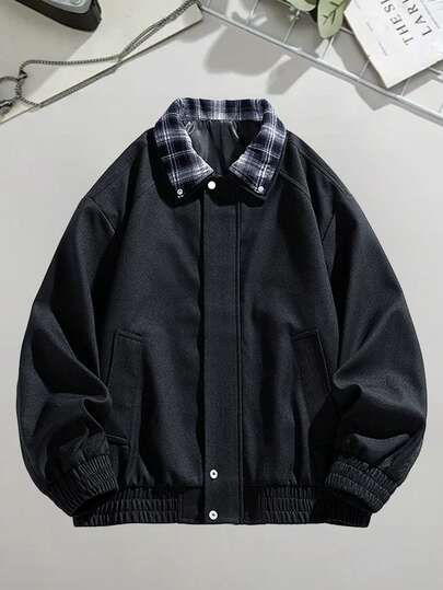 Plus Size Men's Turndown Collar Outdoor Casual Fashion Jacket, Autumn/Winter