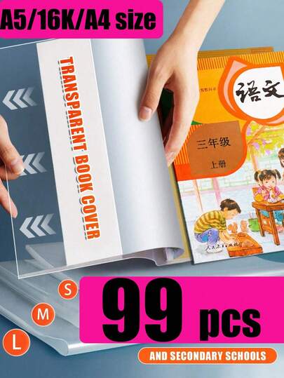 1-40 Pcs Plastic Book Covers - 10/20/30/40 Pcs Transparent PVC Sleeves, Waterproof & Reusable Book Protectors, Adjustable Clear Covers For A4/16K/A5 Notebooks, Ideal For School, Office & Daily Use, Back To School Supplies