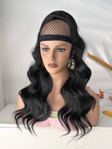 Ponytail Extension Hair Drawstring Clip In Hair Extensions Black 24 Inch Long Natural Wave Heat Resistant Fiber Synthetic Ponytail Hairpiece For Women Daily Used