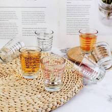 Set Of 2 Shot Glasses - Heavy Glass, Measuring Espresso, Wine, And More 26 - Incremental Measurement 1oz, 6 Tsp, 2 Tbs, 30ml 2, Red+Black