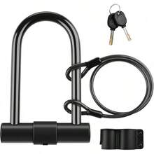Diyife Candado en U para Bicicleta con 1.2M, [2 Llaves] Candado de Bicicleta, Soporte de Montaje Resistente, Candado en U de Alta  para Bicicletas, Scooters, etc. - Negro - Ver 13