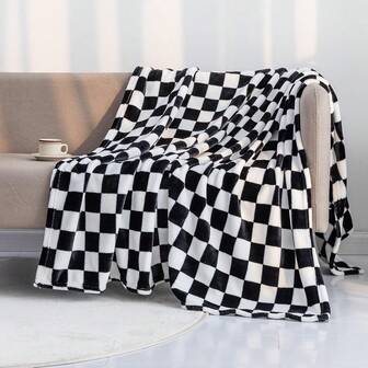 Casual Checkerboard Flannel Blanket, Soft Throw Blanket With Checkered Pattern, Suitable For Sofa, Bed, Couch, Luxurious, Warm And Comfortable For All Seasons