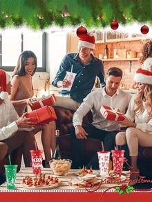 5-1 Pc 24 Oz Christmas Themed Straw Cup, Christmas Themed Water Bottle, Large Capacity Plastic Water Cup, Durable, Reusable With Straw And Lid, Festive Design, Suitable For Hot And Cold Drinks, Outdoor Activities, Parties And Holiday Decorations, Christmas Gifts, Suitable For Milk Tea, Coffee, Purified Water, Outdoor, Indoor, Christmas, New Year,Christmas Gifts, Cups