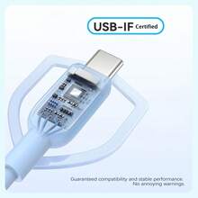 耐用的 A81E USB-C 线缆，编织设计耐弯曲，100W PD 快速充电，兼容 MacBook、三星 Galaxy、iPad Pro、任天堂 Switch 等设备 - 黑色 - 查看 4