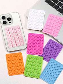 1pc Silicone Suction Cup Square Phone Case Holder With 24 Suction Cups, Silicone Hands-Free Phone Stand For Selfie And Video