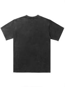 Men's Heavyweight 230g T-Shirt - Retro Religious Bible Verse Pattern Short Sleeve Shirt (Psalm 91), Loose Round Neck Black/White - Machine Washable Christian Clothing, Suitable For Daily And Formal Occasions, Faith Theme Fashion, Classic Round Neck Design, Durable Fabric, Plus Size Comfortable Soft Breathable Top - màu đen - Xem 3