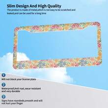 1pc, Vibrant Scandinavian Folk Floral Pattern Aluminum License Plate Frame - Orange, Blue, Green & Yellow Design, Durable & Stylish Tag Holder, Ideal Gift For Family & Friends, Car Accessory |   Decorative License Plate Frame |   Aluminum Frame, Car Decorations, 31*16cm(12.2*6.3inch) - 31*16公分(12.2*6.3吋) - 查看 8