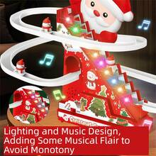 Zabawka w kształcie bałwana, kolejka górska, Święty Mikołaj, tor saneczkowy ze schodami, zestaw zabawek, wyposażony w migające diody LED i zabawki muzyczne, odpowiedni dla małych dzieci i młodzieży, idealny prezent na Boże Narodzenie. - Wielokolorowe - Zobacz 6